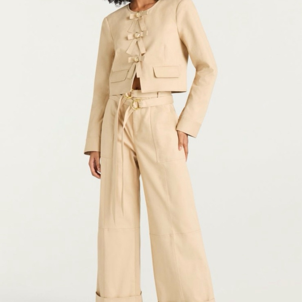Cinq à Sept Winona Brushed Twill Wide Leg Pants | Khaki | NWOT | MSRP $345